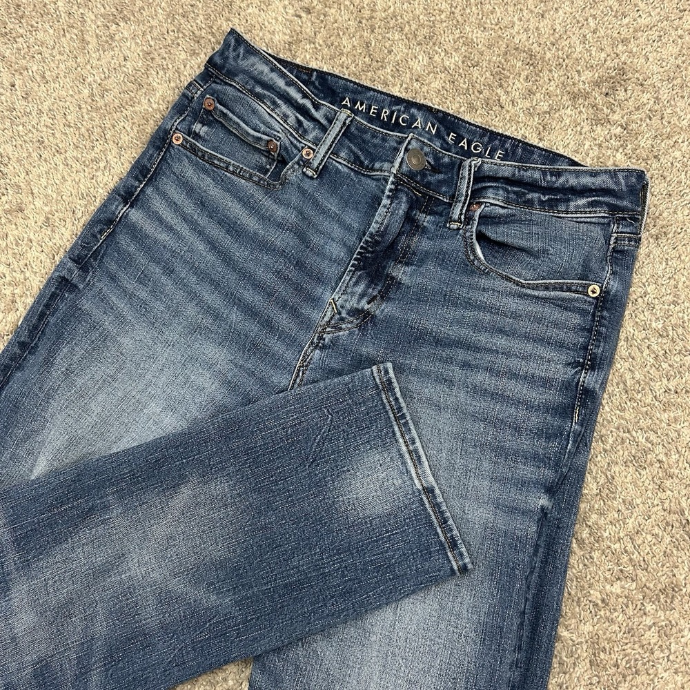 American Eagle Athletic Straight Jeans Mens 30X32 (Fits 30X29) Blue Denim Y2K